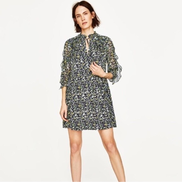 Zara Floral Long Sleeve Dress - Picture 1 of 5